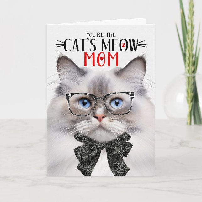 Cartes Pour Fêtes Annuelles Lilac Point Ragdoll Chat pour maman pour la fête d (Devant)