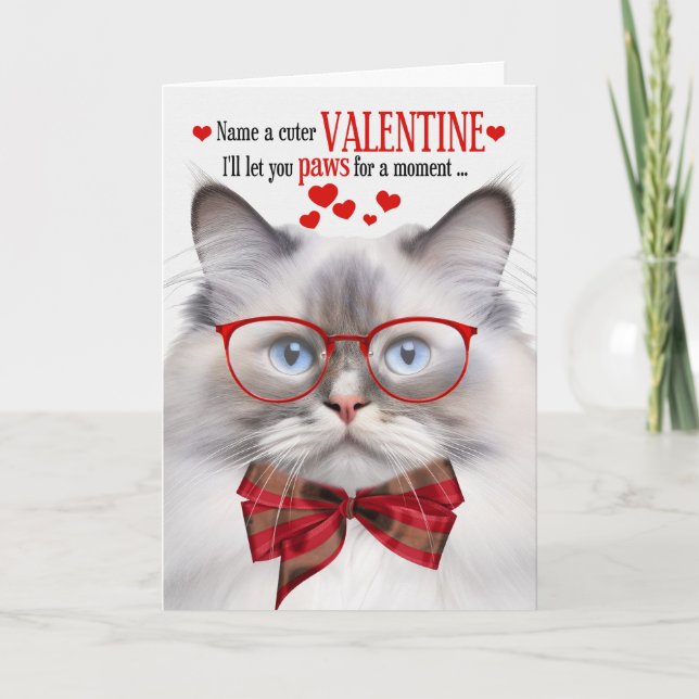 Cartes Pour Fêtes Annuelles Lilac Point Ragdoll Chat Valentine Feline Humour (Devant)