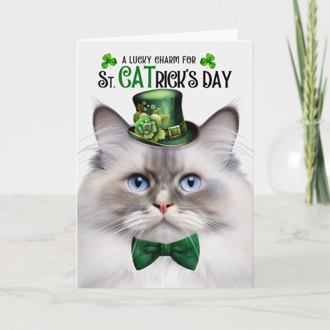 Cartes Pour Fêtes Annuelles Lilac Point Ragdoll Lucky Charm St CATrick's Day (Devant)