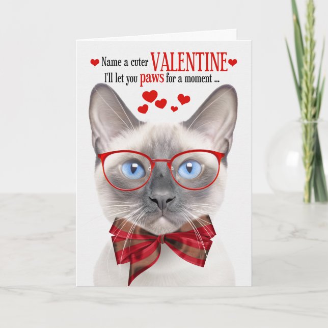 Cartes Pour Fêtes Annuelles Lilac Point Siamese Chat Valentine Feline Humour (Devant)