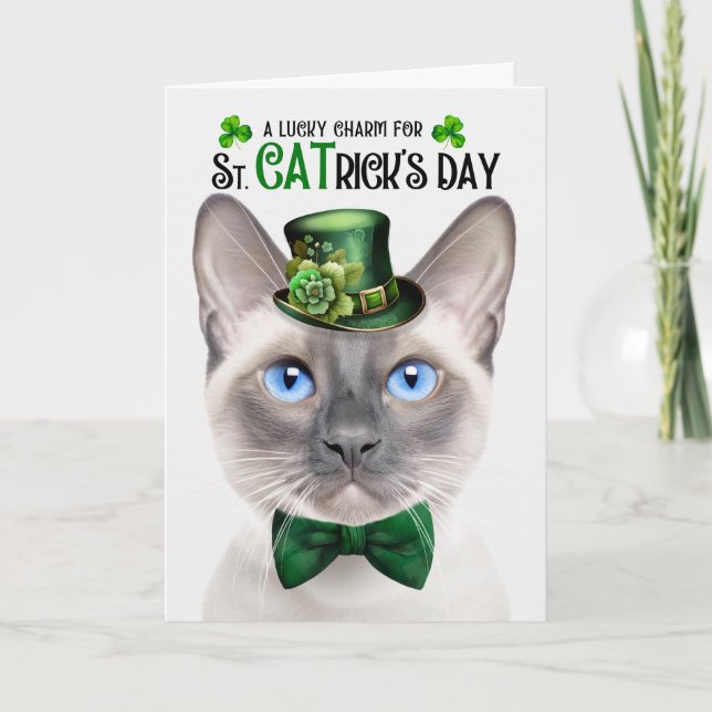 Cartes Pour Fêtes Annuelles Lilac Point Siamese Lucky Charm St CATrick's Day (Devant)