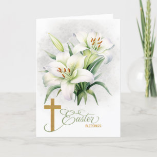 Cartes Pour Fêtes Annuelles Lilies Croix chrétienne Jean 11 Écriture Pâques