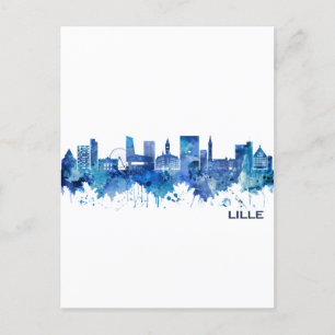Cartes Pour Fêtes Annuelles Lille France Skyline Blue