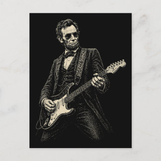Cartes Pour Fêtes Annuelles Lincoln Cool Guitarist Vintage Engraving