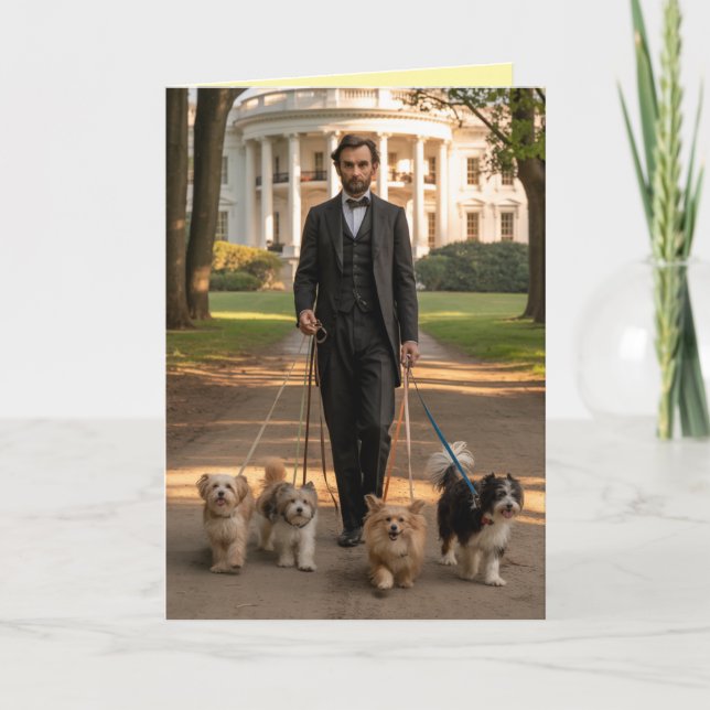 Cartes Pour Fêtes Annuelles Lincoln Walkin' the Dog Card (Devant)