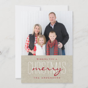 Cartes Pour Fêtes Annuelles Linen Russe Simple Joyeux Noël Photo de Noël