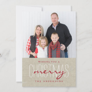 Cartes Pour Fêtes Annuelles Linen Russe Simple Joyeux Noël Photo de Noël