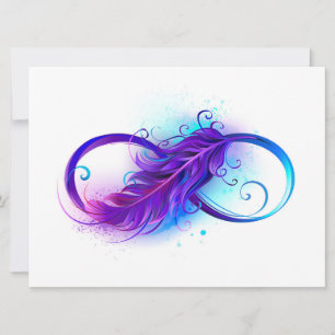 Cartes Pour Fêtes Annuelles L'infini avec plume violette