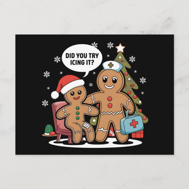 Cartes Pour Fêtes Annuelles L'Infirmière De Noël Gingerbread Homme Avez-Vous E (Devant)