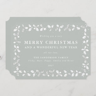 Cartes Pour Fêtes Annuelles Lino Gris Vert Imprimer Vraiment Joyeux Noël