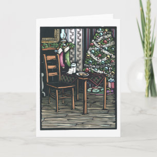 Cartes Pour Fêtes Annuelles Linocut :  Arbre de Noël et cygne de ByKen de note