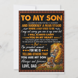 Cartes Pour Fêtes Annuelles Lion À Mon Fils J'ai Fermé Les Yeux Un Instant-Pap