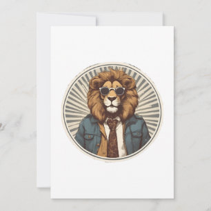 Cartes Pour Fêtes Annuelles Lion avec lunettes de soleil