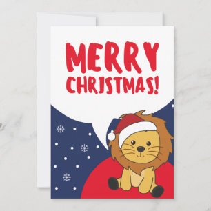 Cartes Pour Fêtes Annuelles Lion Christmas Snow Winter Animals Lions Holiday C