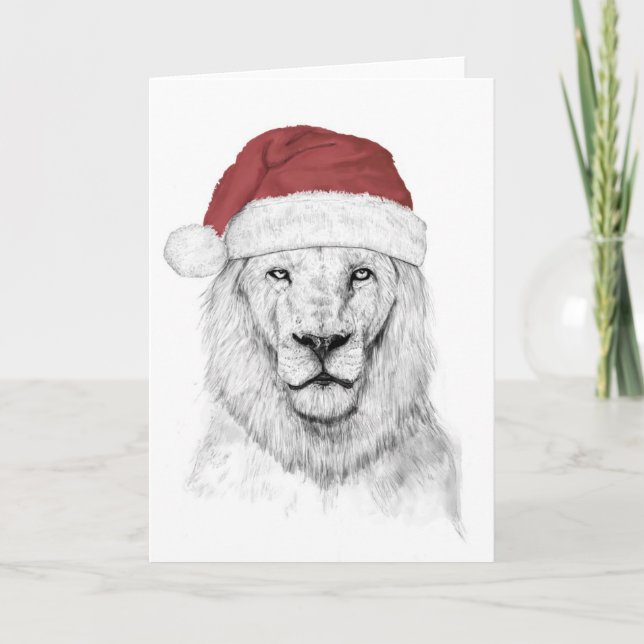 Cartes Pour Fêtes Annuelles Lion de Père Noël II (Devant)