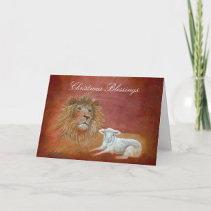 Cartes Pour Fêtes Annuelles Lion Et Agneau, Bénédiction De Noël