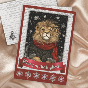Cartes Pour Fêtes Annuelles Lion majestueux avec écharpe rouge regardant vers