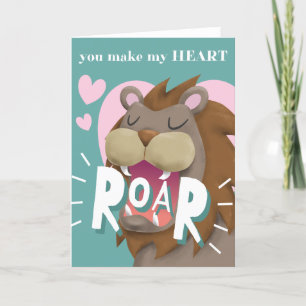 Cartes Pour Fêtes Annuelles Lion mignon   vous faites mon coeur HURLER des