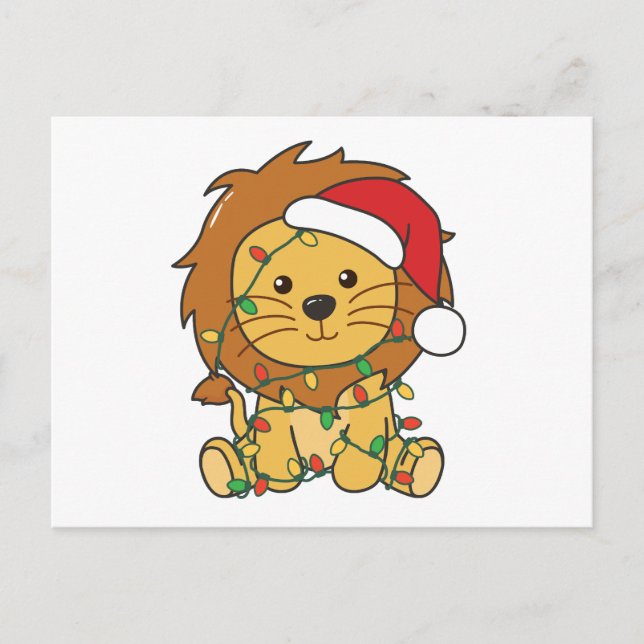 Cartes Pour Fêtes Annuelles Lion Noël Animaux d'hiver Lions de vacances (Devant)
