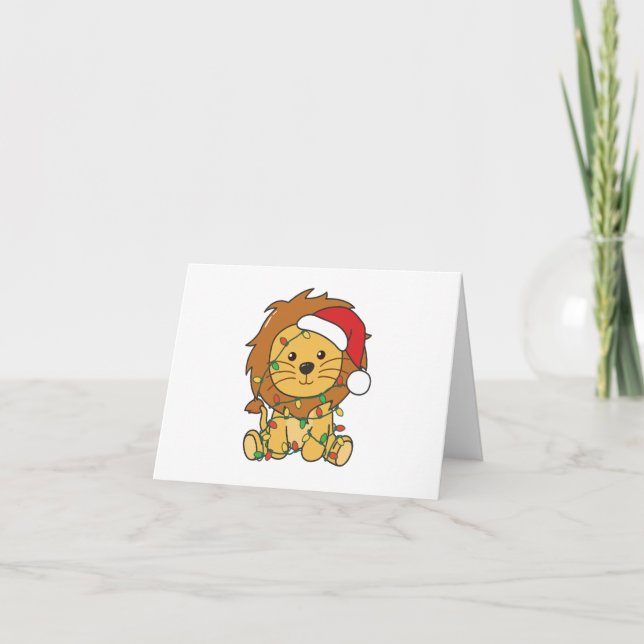 Cartes Pour Fêtes Annuelles Lion Noël Animaux d'hiver Lions de vacances (Devant)