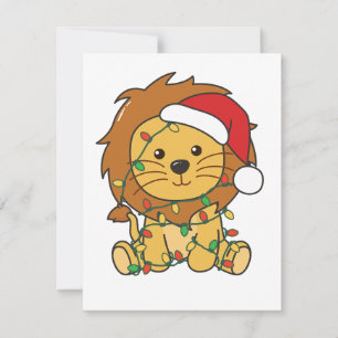 Cartes Pour Fêtes Annuelles Lion Noël Animaux d'hiver Lions de vacances