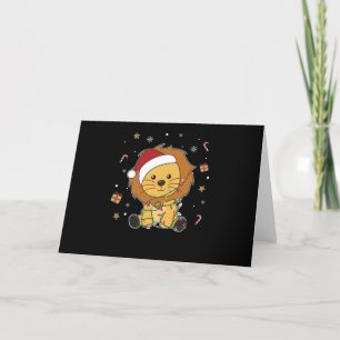 Cartes Pour Fêtes Annuelles Lion Noël Neige Hiver Animaux Lions