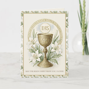 Cartes Pour Fêtes Annuelles Lis catholiques eucharistiques de Pâques Prêtre ca