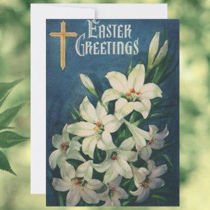 Cartes Pour Fêtes Annuelles Lis de Pâques Fleurs, Pâques Religieux Vintage