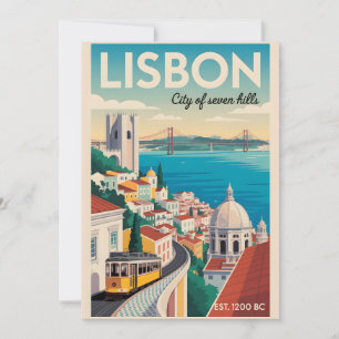 Cartes Pour Fêtes Annuelles Lisbonne Portugal Rétro Ciel Ville Voyage