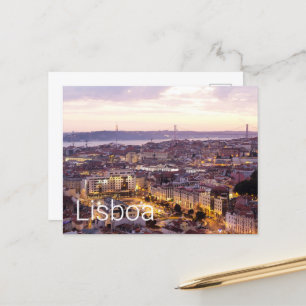 Cartes Pour Fêtes Annuelles Lisbonne Portugal Sunset Skyline Cityscape Souveni