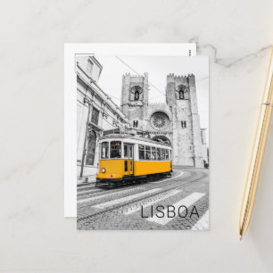 Cartes Pour Fêtes Annuelles Lisbonne Retro Tramway Portugal Vintage Streetcar