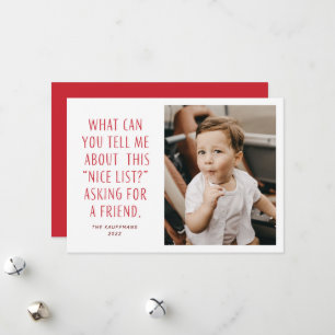 Cartes Pour Fêtes Annuelles Liste de bons enfants rouge et blanc Demande pour