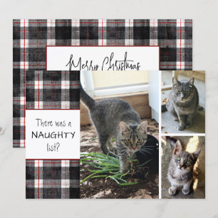 Cartes Pour Fêtes Annuelles Liste des vilains Chat 3 Photos Noël Carreaux