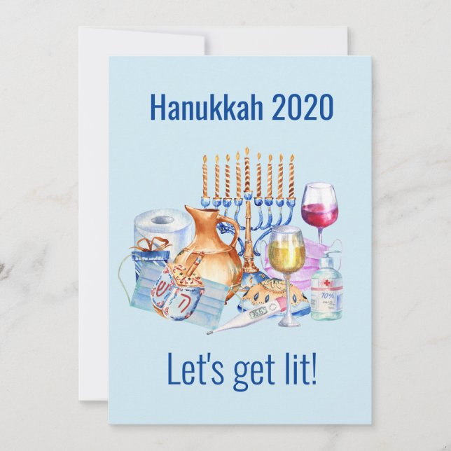 Cartes Pour Fêtes Annuelles Lit Wine Lover Hanoukka 2020 (Devant)