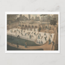 Lithographie de patinage sur glace d'hiver victori