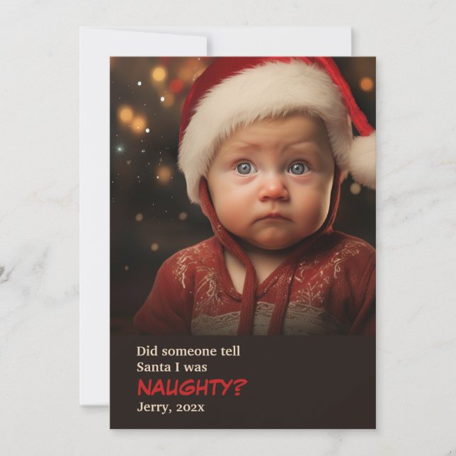 Cartes Pour Fêtes Annuelles Little Boy Naughty List Fun Photo Christmas Card (Devant)