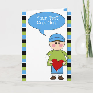 Cartes Pour Fêtes Annuelles little boy with a heart