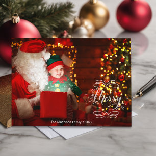 Cartes Pour Fêtes Annuelles Little Elf Sees Père Noël Joyeux voeux de vacances