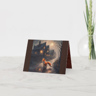Cartes Pour Fêtes Annuelles Little Fox Halloween story card whimsical