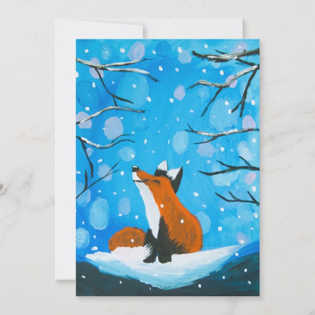 Cartes Pour Fêtes Annuelles Little Fox Loves Snow (Devant)