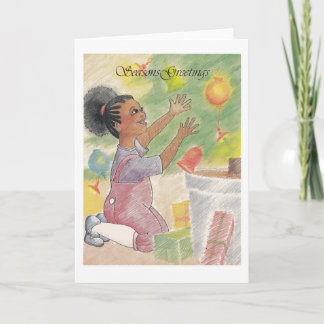 Cartes Pour Fêtes Annuelles Little girl decorating par Christmas Tree