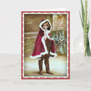 Cartes Pour Fêtes Annuelles Little Girl in Christmas Cape - Image vintage