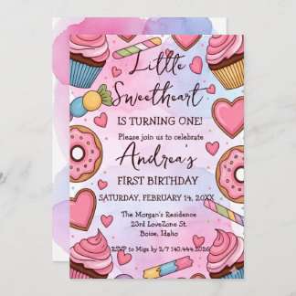 Cartes Pour Fêtes Annuelles Little Sweetheart is Turning One Valentines Birth