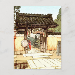 Cartes Pour Fêtes Annuelles Little Temple Porte Hiroshi Yoshida shin hanga