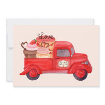 Livraison de Saint Valentin Cupid Camion d'aquarel