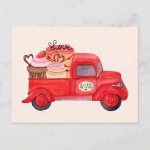 Cartes Pour Fêtes Annuelles Livraison de Saint Valentin Cupid Camion d'aquarel