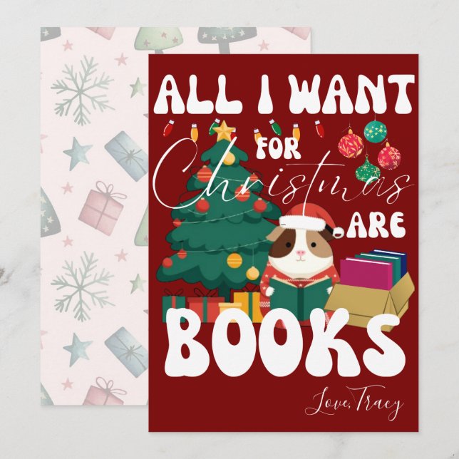 Cartes Pour Fêtes Annuelles Livre de lecture de porc de Guinée sous l'arbre de (Devant / Derrière)