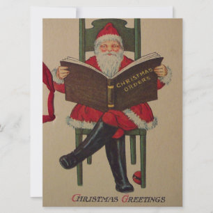 Cartes Pour Fêtes Annuelles Livre de lecture Vintage Christmas Père Noël
