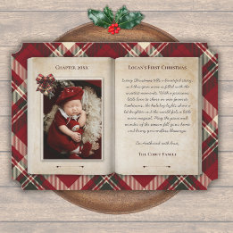 Cartes Pour Fêtes Annuelles Livre d'histoires de Noël de bébé Photo à carreaux