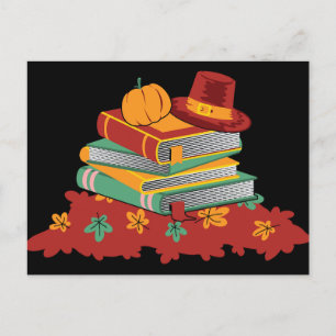 Cartes Pour Fêtes Annuelles Livre Lover Thanksgiving Citrouille Feuilles
